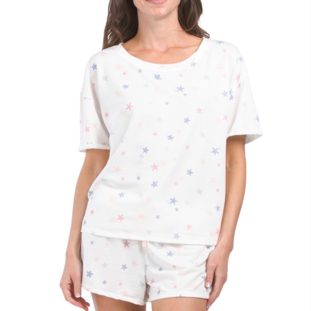 NWT Size XL SPLENDID Two Piece Set of Distressed Star PJ Pajama Lounge Short Set